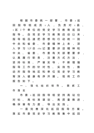 党史学习教育巡回指导组工作总结