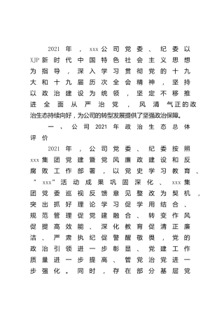 国企公司政治生态分析报告5000字