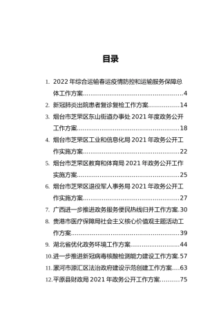 2021年各类工作方案合集26篇