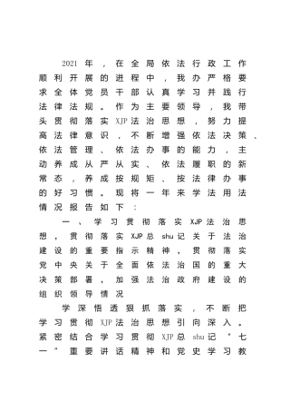 2021年度述法报告（金融2100字）