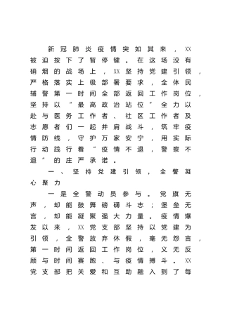 公安疫情防控亮点汇报（事迹）
