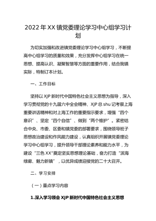 2022年理论中心组学习计划（含两个计划表）