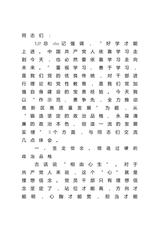 党课：作示范 勇争先，全力推动高新区高质量发展