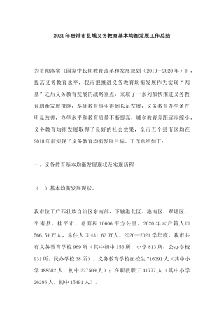 2021年县域义务教育基本均衡发展工作总结