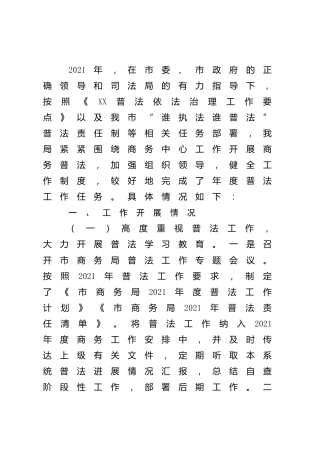 2021年普法工作总结（商务）