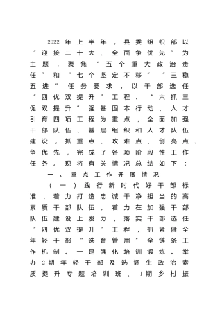 组织部2022年上半年工作总结和下半年工作计划 (2)