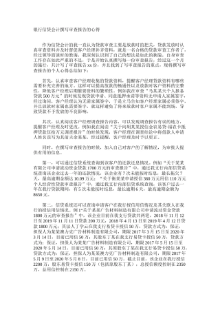 银行信贷会计撰写审查报告的心得分享材料