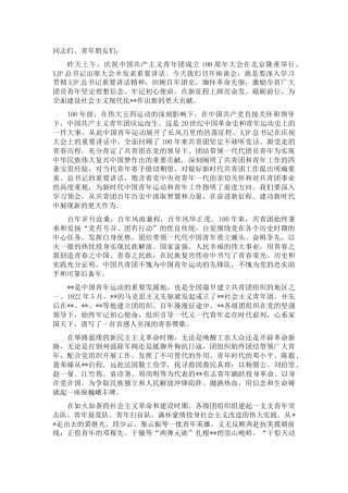 学习贯彻建团100周年大会精神讲话