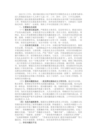 乡镇街道2022年上半年纪检监察工作总结1600字
