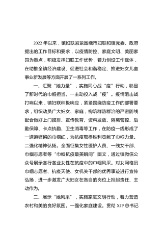 乡镇妇联2022年上半年工作总结汇报