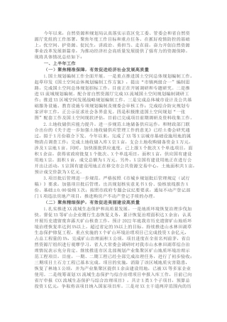 自然资源和规划局2022上半年工作总结