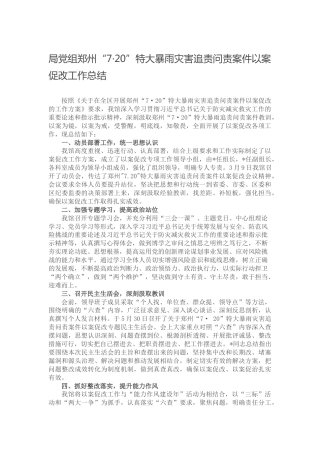 郑州“7.20”特大暴雨灾害追责问责案件以案促改工作总结