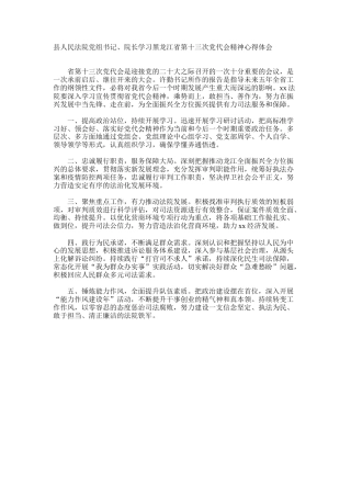 学习黑龙江省第十三次党代会精神心得体会（法院）