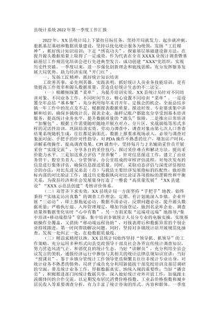 县统计系统2022年第一季度工作汇报