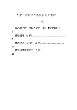 人才工作会议表态发言素材27000字
