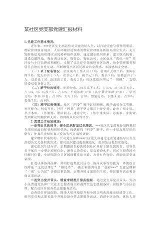 社区（村）党支部党建工作总结汇报