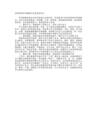 法院刑事审判庭庭长任前表态发言