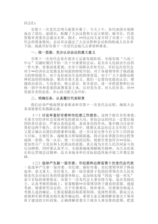 在市党代会预备会议上的讲话