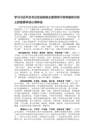 在省部级主要领导干部专题研讨班上的重要讲话心得体会(二十大)