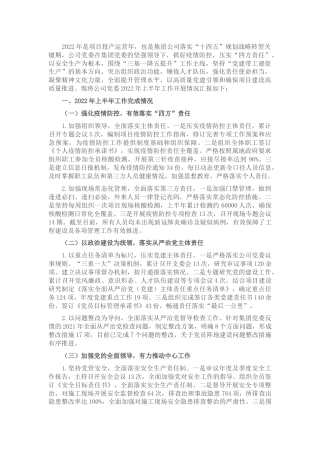 国企公司2022年上半年党建工作总结5900字