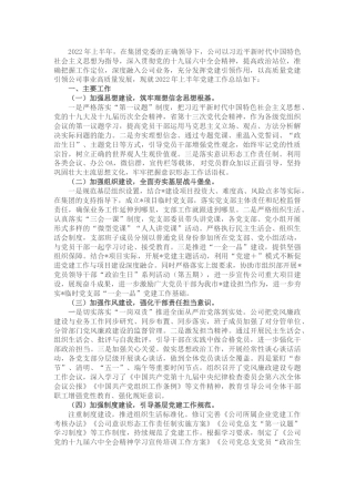 公司2022年上半年党建工作总结2300字
