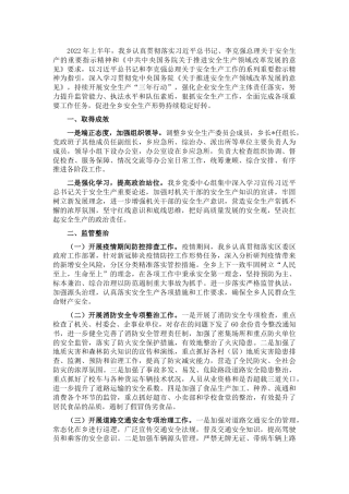 乡镇2022年上半年安全生产阶段性工作总结