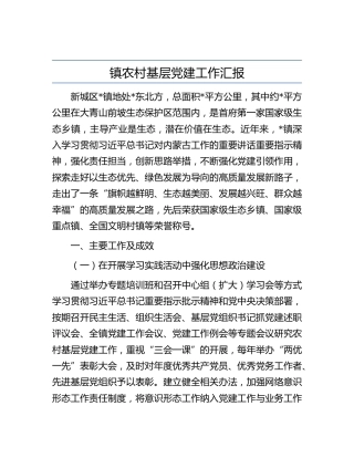 乡镇农村基层党建工作汇报