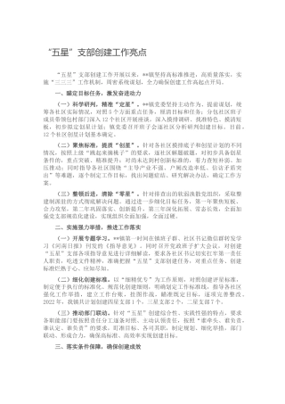乡镇“五星”党支部创建工作亮点1300字