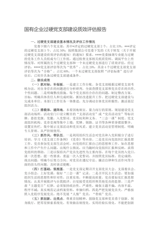 国企公司过硬党支部建设质效评估报告