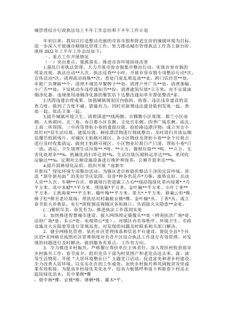 城管行政执法局上半年工作总结和下半年工作计划