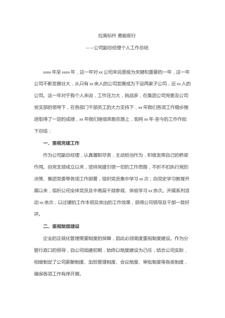 公司副总经理个人工作总结