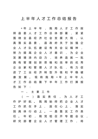 上半年人才工作总结3000字