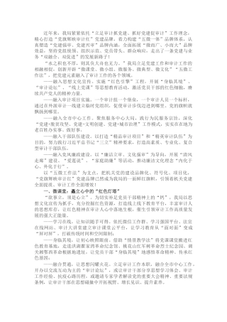 党建品牌创建工作经验：党旗辉映审计红 匠心铸就强审梦（审计局）