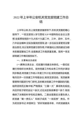 2022年上半年公安机关党建工作总结2800字