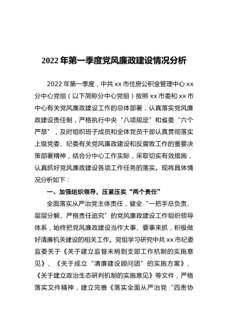 2022年第一季度党风廉政建设情况分析