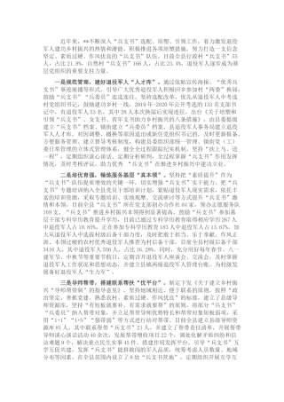 “兵支书”队伍建设典型发言（退役军人）