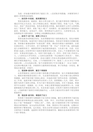县区加强乡镇领导班子建设工作经验