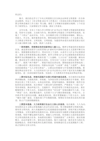 市文明委全体会议讲话