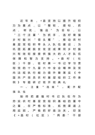 全县以党建促乡村振兴工作总结汇报