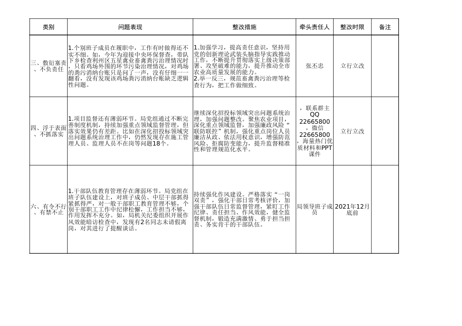 领导班子纪律作风整顿自查问题清单及整改台账(农业农村)_第2页