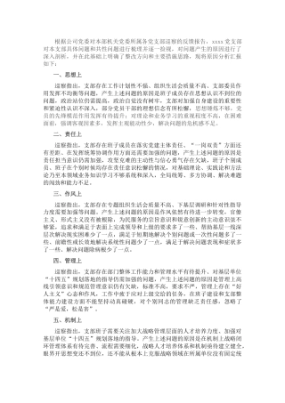 公司支部巡察反馈问题原因分析报告（简单版）