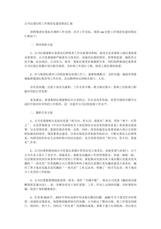 公司纪委纪检工作规范化建设情况总结汇报
