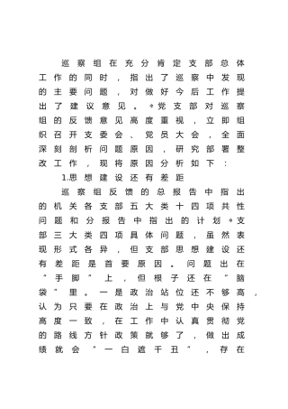公司党支部巡察反馈问题原因分析报告2500字