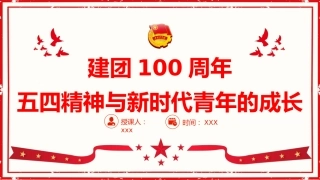 党课ppt：建团100周年 五四精神与新时代青年的成长