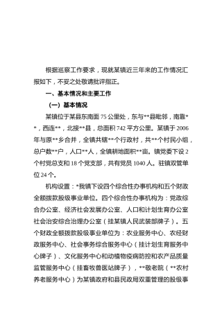 乡镇巡察三年工作情况汇报