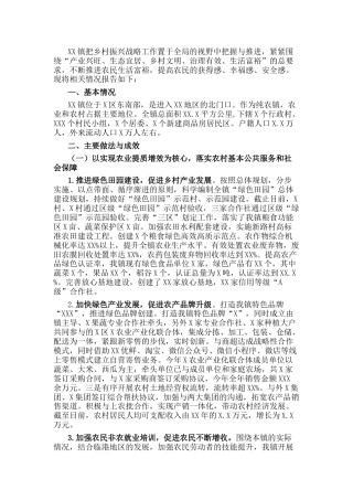 乡镇实施乡村振兴战略情况的报告
