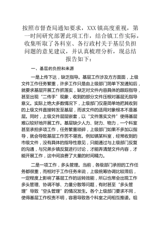 乡镇关于基层负担相关问题的情况报告