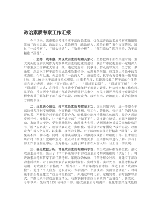 政治素质考察工作汇报(市)