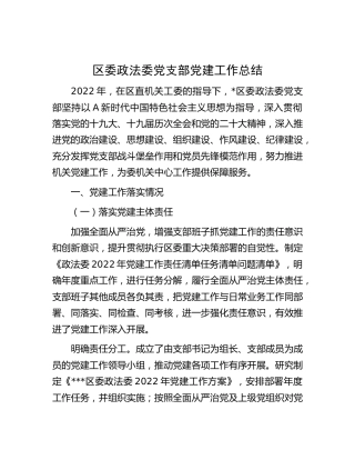 政法委党支部党建工作总结4800字