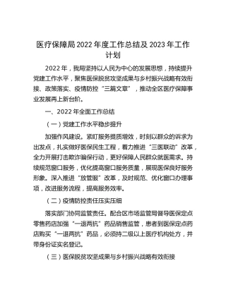 医保局2022年度工作总结及2023年工作计划